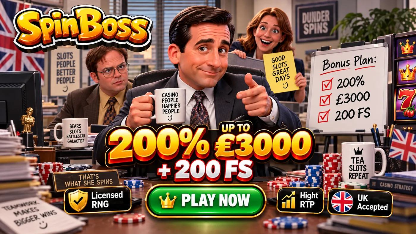 Spinboss casino UK welcome bonus banner — 200% up to £3,000 plus 200 free spins